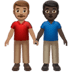 👨🏽‍🤝‍👨🏿 men holding hands: medium skin tone, dark skin tone display on Apple